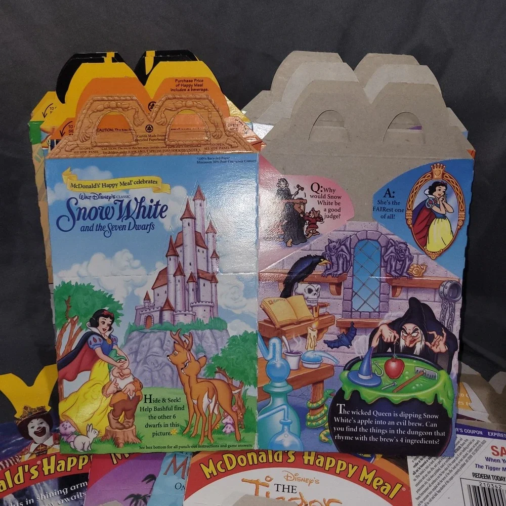 Vintage McDonald's Happy Meal Boxes Batman Teletubbies Show White Pooh Halloween